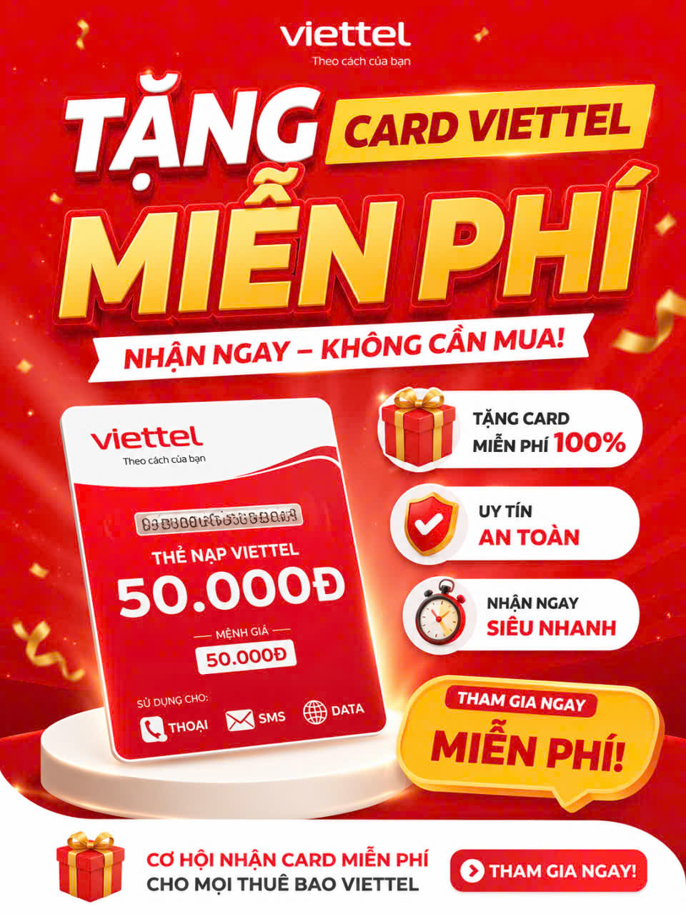 Nhận Thẻ Viettel Miễn Phí Mới Nhất 2026 - Tặng Card Có Seri